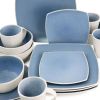 Gibson Elite Soho Lounge 16-Piece Square Glossy-Matte Stoneware Dinnerware Collection