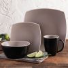 Gibson Elite Soho Lounge 16 Piece Square Dinnerware Set in Matte Colors