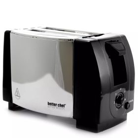 Better Chef Two-Slice Toaster – Compact White Countertop Toaster for a Modern Kitchen Look (Color: Black Stainless Steel)