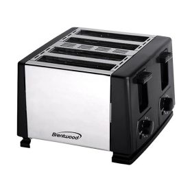 Brentwood Cool Touch Toaster Collection – 4-Slice 1,300W or 2-Slice 650W Extra Wide Slot Design (Style & Color: 4 Slice Toaster/Black and Silver)