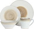 Gibson Elite Spiral Embossed 16 Piece Stoneware Dinnerware Set in Taupe