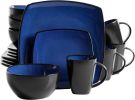Gibson Elite Soho Lounge Chromatic Canvas 16-Piece Square Glaze Stoneware Dinnerware Set