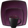 Gibson Elite Soho Lounge 16 Piece Square Reactive Glaze Stoneware Dinnerware Collection
