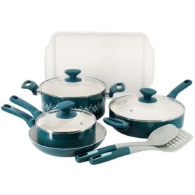 Spice By Tia Mowry 10 Piece Ceramic Nonstick Aluminum Cookware Set (Colours: Teal)