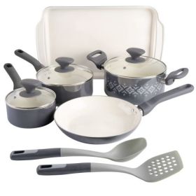 Spice By Tia Mowry 10 Piece Ceramic Nonstick Aluminum Cookware Set (Colours: Grey)