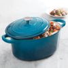 Crock-Pot Artisan 7-Quart Oval Enameled Cast Iron Dutch Oven with Self-Basting Lid – Multiple Colors