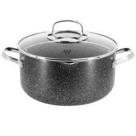 Korkmaz Galaksi Non Stick Stock Pot with Lid in Black (Size & Style: 9.5" (5L))