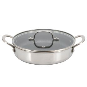 Better Chef 3-Ply Stainless Steel Nonstick Deep Fry Pan with Lid in Silver (Sizes: 9 Inch)