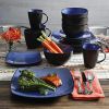 Gibson Elite Soho Lounge Chromatic Canvas 16-Piece Square Glaze Stoneware Dinnerware Set