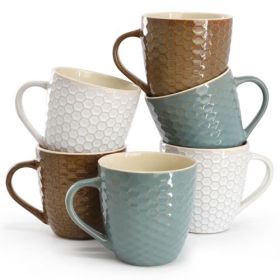 Elama Honey Bee 6 Piece 15 oz. Mug Set, Assorted Colors 1 (Color: Set 1)