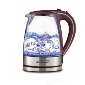 Brentwood 1.7-Liter Tempered Glass Electric Tea Kettle – Illuminated Style For Everyday Brewing (Style & Color: Brentwood 1.7-Liter/Purple)