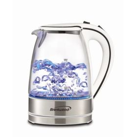 Brentwood 1.7-Liter Tempered Glass Electric Tea Kettle – Illuminated Style For Everyday Brewing (Style & Color: Brentwood 1.7-Liter/White)