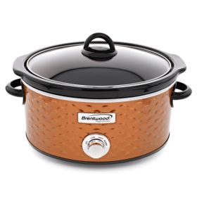 Brentwood Scallop Charm 4.5-Quart Slow Cooker Collection – Decorative Comfort Cooking In Designer Colors (Color: Copper)