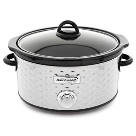 Brentwood Scallop Charm 4.5-Quart Slow Cooker Collection – Decorative Comfort Cooking In Designer Colors (Color: Stainless Steel)