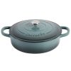 Crock-Pot Artisan 2 Piece 5-Quart Enameled Cast Iron Braiser Pan Collection – Sage Green Ombre, Slate Grey, or Teal Ombre