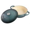 Crock-Pot Artisan 2 Piece 5-Quart Enameled Cast Iron Braiser Pan Collection – Sage Green Ombre, Slate Grey, or Teal Ombre