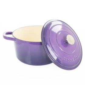 Crock-Pot 7-Quart Artisan Enameled Cast Iron Dutch Oven withSelf-Basting Lid – Classic Design in Lavender, Blue, or Red (Style & Color: 2 Piece 5 Quart Lavender)