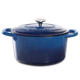 Crock-Pot Artisan 2 Piece 7-Qt. Enameled Cast Iron Dutch Oven with Self-Basting Lid – Classic Design in Multiple Colors (Style & Color: 2 Piece 7 Qt.-Sapphire Blue Ombre)