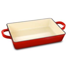 Crock Pot Artisan 13-Inch Cast Iron Lasagna Pan Collection – Enameled or Classic Preseasoned Finish (Style & Size: Lasagna Pan in Scarlet Red 13")