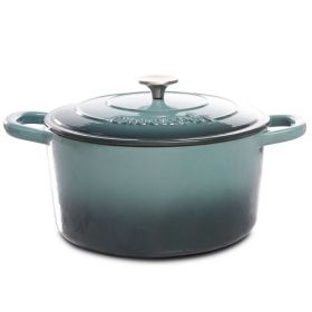 Crock-Pot Artisan 2 Piece 7-Qt. Enameled Cast Iron Dutch Oven with Self-Basting Lid – Classic Design in Multiple Colors (Style & Color: 2 Piece 7 Qt.-Slate Grey Ombre)