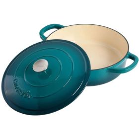 Crock-Pot Artisan 2 Piece 5 Quart Enameled Cast Iron Round Braiser Pan with Self Basting Lid (Style/Color: Artisan 2 Piece 5 Quart-Teal Ombre)
