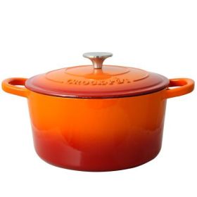 Crock-Pot Artisan 2 Piece 5-Quart Enameled Cast Iron Dutch Oven Collection (Style & Color: 2 Piece 5 Qt.-Sunset Orange Ombre)
