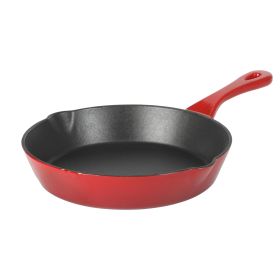 Crock-Pot Artisan Enameled Cast Iron Round Skillet in Gradient Red (Size & Color: 8 Inch-Red)