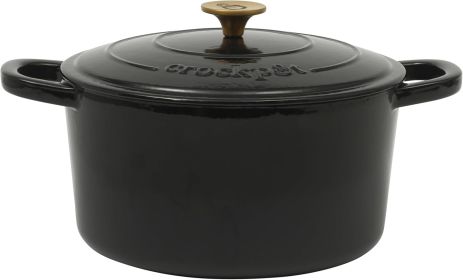 Crock-Pot Artisan 2 Piece 7-Qt. Enameled Cast Iron Dutch Oven with Self-Basting Lid – Classic Design in Multiple Colors (Style & Color: 2 Piece 7 Qt.-Black)