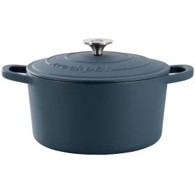Crock-Pot Artisan Enameled Cast Iron Dutch Oven – 5 Quart & 6 Quart (Sold Separately) (Size & Color: 5 Quart-Matte Navy Blue with Silver Handle)