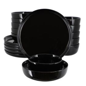 Elama Duncan 18-Piece Porcelain Dinnerware Set – Modern Simplicity (Style/Color: Elama Duncan - Black)