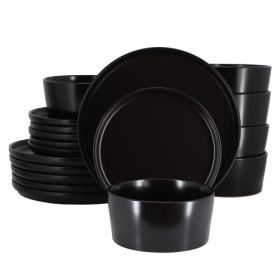 Elama Josh 18-Piece Stoneware Dinnerware Set – Modern Matte Collection (Style/Color: Elama Josh - Matte Black)