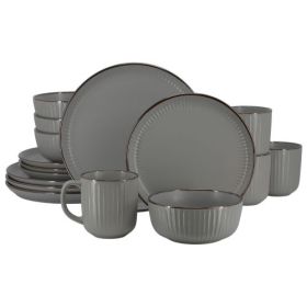 Elama Leo 16 Piece Stoneware Dinnerware Set - Collection (Style/Color: Elama Leo 16 Piece-Gray)