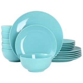 Elama Luna 18 Piece Porcelain Dinnerware Set Collection (Style & Color: Elama Luna 18 Piece-Teal Blue)