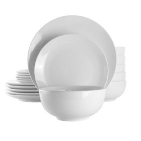 Elama Luna 18 Piece Porcelain Dinnerware Set Collection (Style & Color: Elama Luna 18 Piece-White)