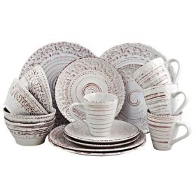 Elama Malibu Waves 16-Piece Stoneware Dinnerware Set - Collection (Style & Color: Elama Malibu Sands 16-Piece/Shell)