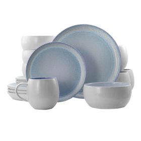 Elama Mocha 16 Piece Stoneware Dinnerware Set Collection (Style & Color: Elama Mocha 16-Blue)