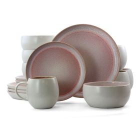 Elama Mocha 16 Piece Stoneware Dinnerware Set Collection (Style & Color: Elama Mocha 16-Mauve)