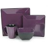Elama Loft Colorblock 16-Piece Premium Stoneware Dinnerware Collection Settings for 4