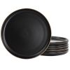 Elama Paul Stoneware Dinnerware Collection – Matte Black with Gold Rim