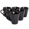 Elama Paul Stoneware Dinnerware Collection – Matte Black with Gold Rim
