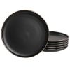 Elama Paul Stoneware Dinnerware Collection – Matte Black with Gold Rim