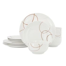 Elama Sydney Porcelain Dinnerware Collection – Contemporary Simplicity with Artistic Flair (Items: Elama Sydney 12 Piece)