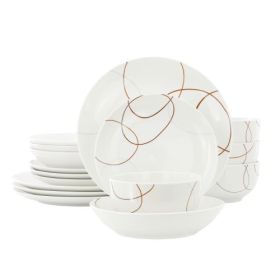 Elama Sydney Porcelain Dinnerware Collection – Contemporary Simplicity with Artistic Flair (Items: Elama Sydney 16 Piece)