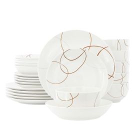Elama Tamara Cherry Blossom Porcelain Dinnerware Collection in White and Pink (Item: Elama Tamara 24 Piece)