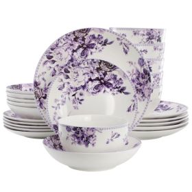 Elama Traditional Red Rose 16 Piece Stoneware Dinnerware Set (Item: Elama Traditional Purple Rose 24 Piece)