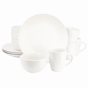 Gibson Home Everyday Plus 12 Piece Stoneware Dinnerware Set Collection (Style & Color: Everyday Plus 12 Piece-White)