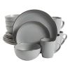 Gibson Home Rockaway 16 Piece Stoneware Metallic Rim Dinnerware Set