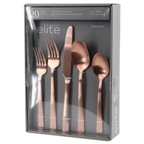 Gibson Elite Earlston 20 Piece Stainless Steel Flatware Set Collection (Style & Color: Elite Earlston-Bronze)