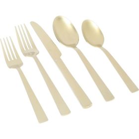 Gibson Elite Earlston 20 Piece Stainless Steel Flatware Set Collection (Style & Color: Elite Earlston-Champagne Gold)