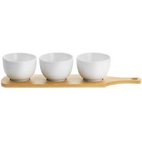 Gibson Elite Gracious Dining 4 Piece Fine Ceramic Tidbit Bowl Set with Base in White (Item: 4 Piece Tidbit Bowl Set - Round)